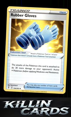 Rubber Gloves 156/203 Pokemon Uncommon SWSH07: Evolving Skies Card NM