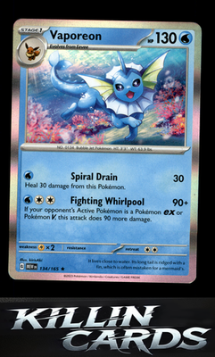Vaporeon 134/165 Pokemon Rare SV: Scarlet & Violet 151 Card NM