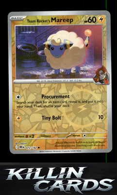 Reverse Holofoil Team Rocket's Mareep 072/182 Pokemon Common SV10: Destined Riva