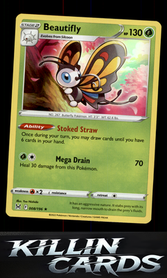 Beautifly 008/196 Pokemon Holo Rare SWSH11: Lost Origin Card NM