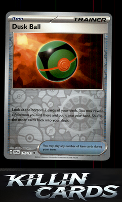 Reverse Holofoil Dusk Ball 175/191 Pokemon Uncommon SV08: Surging Sparks Card NM