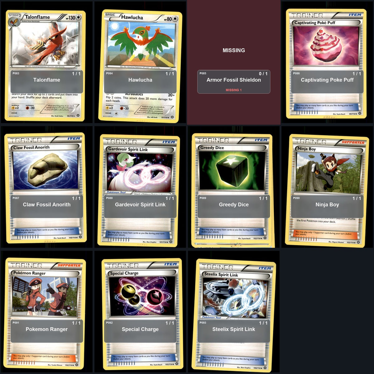 Pokemon TCG XY - Steam Siege C/UC/R Standard Set 80 Cards