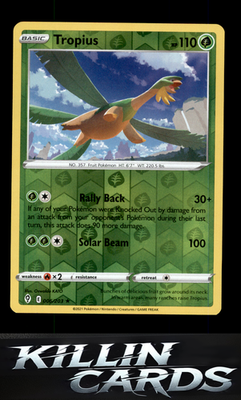Reverse Holofoil Tropius 006/203 Pokemon Rare SWSH07: Evolving Skies Card NM