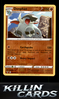 Reverse Holofoil Donphan 087/185 Pokemon Rare SWSH04: Vivid Voltage Card NM