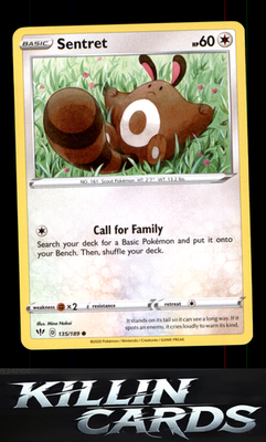 Sentret 135/189 Pokemon Common SWSH03: Darkness Ablaze Card NM
