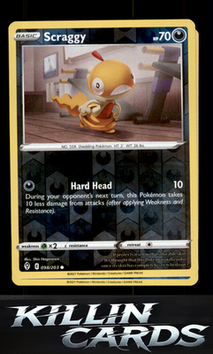 Reverse Holofoil Scraggy 098/203 Pokemon Common SWSH07: Evolving Skies Card NM