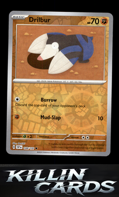 Reverse Holofoil Drilbur 108/191 Pokemon Common SV08: Surging Sparks Card NM