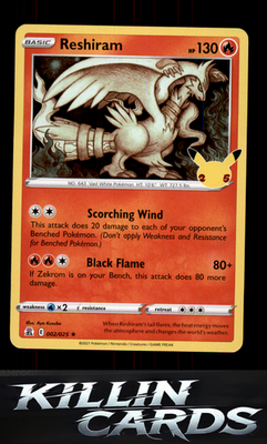Reshiram 002/025 Pokemon Holo Rare Celebrations Card NM