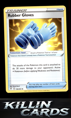 Rubber Gloves 156/203 Pokemon Uncommon SWSH07: Evolving Skies Card NM