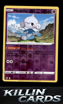 Reverse Holofoil Meditite 072/195 Pokemon Common SWSH12: Silver Tempest Card NM