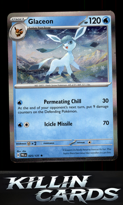 Glaceon 025/131 Pokemon Rare SV: Prismatic Evolutions Card NM