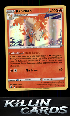 Rapidash 022/195 Pokemon Holo Rare SWSH12: Silver Tempest Card NM