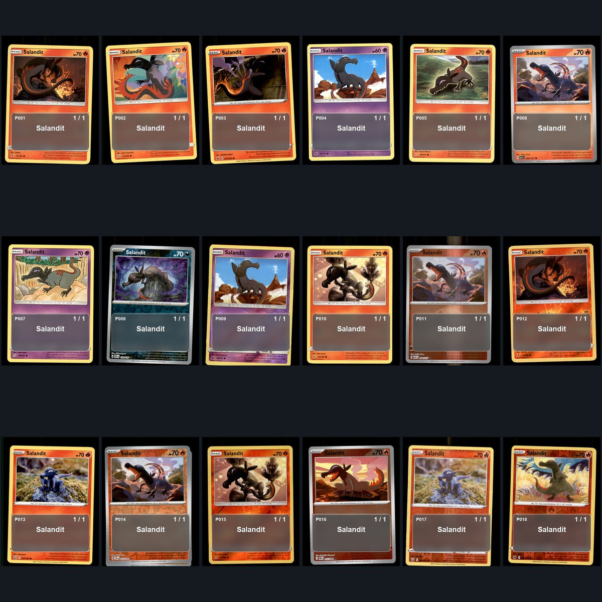 Pokemon TCG Salandit Species Collection 18 Different Cards