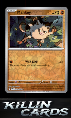 Reverse Holofoil Mankey 090/182 Pokemon Common SV10: Destined Rivals Card NM