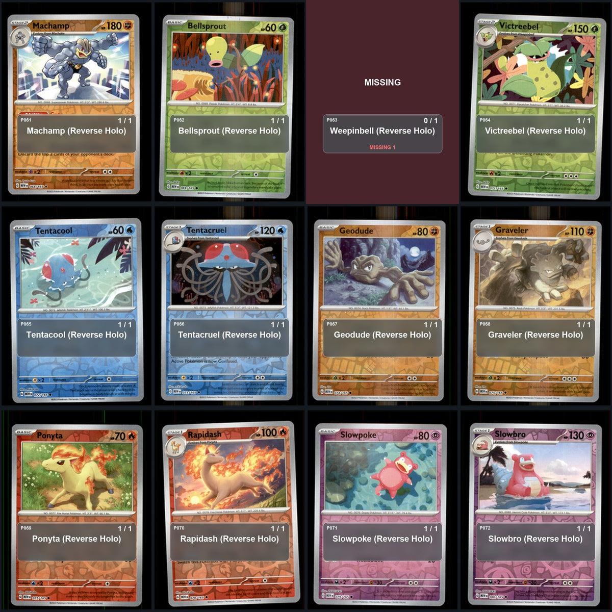Pokemon TCG SV: Scarlet & Violet 151 Reverse Holo Master Set 106 Reverse Holo