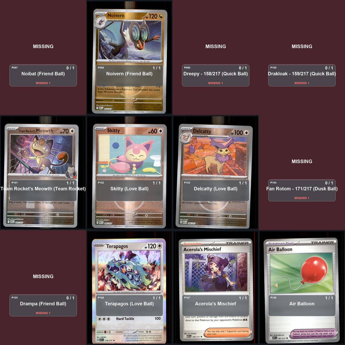 Pokemon TCG ME: Ascended Heroes C/UC/R Standard Set 91 Cards