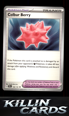 Colbur Berry 168/191 Pokemon Uncommon SV08: Surging Sparks Card NM