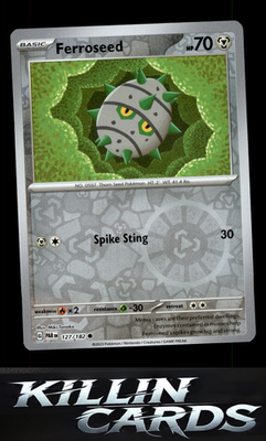 Reverse Holofoil Ferroseed 127/182 Pokemon Common SV04: Paradox Rift Card NM