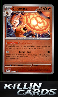 Reverse Holofoil Cinderace 028/132 Pokemon Rare ME01: Mega Evolution Card NM