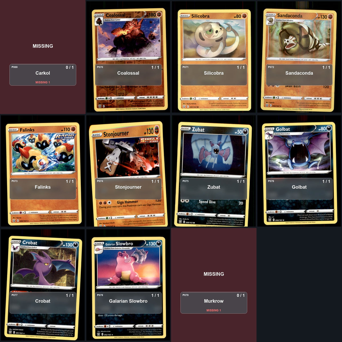 Pokemon TCG SWSH05: Battle Styles C/UC/R Standard Set 95 Cards