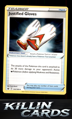 Justified Gloves 143/198 Pokemon Uncommon SWSH06: Chilling Reign Card NM