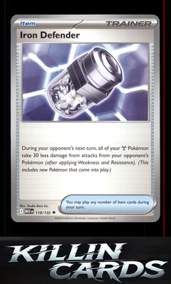 Iron Defender 118/132 Pokemon Uncommon ME01: Mega Evolution Card NM