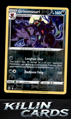 Reverse Holofoil Grimmsnarl 094/172 Pokemon Rare SWSH09: Brilliant Stars Card NM