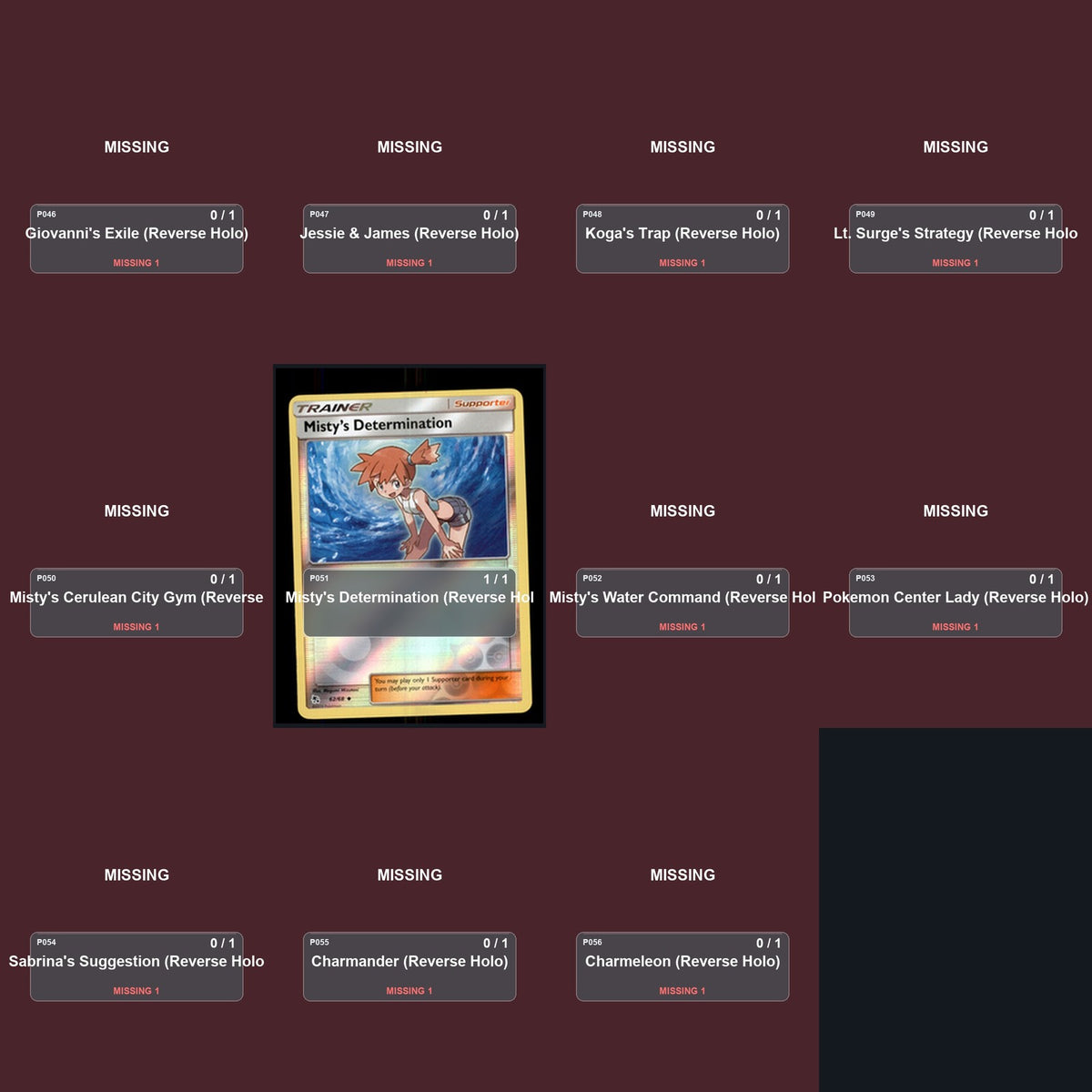 Pokemon TCG Hidden Fates Reverse Holo Master Set 5 Reverse Holo Card Collection