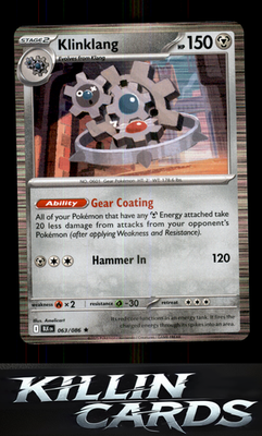 Klinklang 063/086 Pokemon Rare SV: Black Bolt Card NM