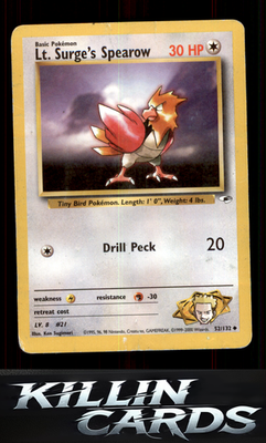 Lt. Surge's Spearow (52) 052/132 Pokemon Uncommon Gym Heroes Card DM