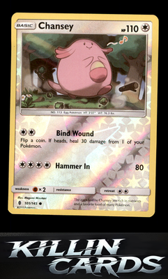 Reverse Holofoil Chansey 101/145 Pokemon Common SM - Guardians Rising Card NM