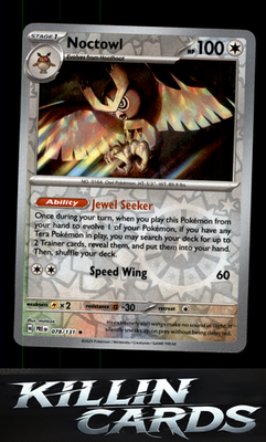 Reverse Holofoil Noctowl 078/131 Pokemon Rare SV: Prismatic Evolutions Card NM