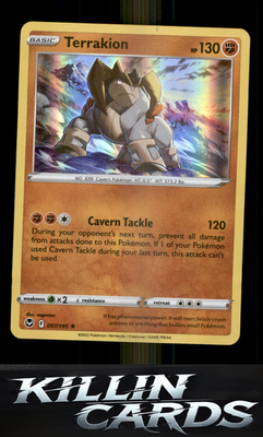 Terrakion 097/195 Pokemon Holo Rare SWSH12: Silver Tempest Card NM