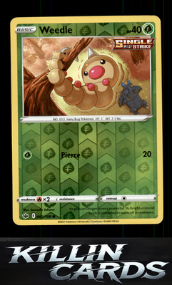 Reverse Holofoil Weedle 001/198 Pokemon Common SWSH06: Chilling Reign Card NM