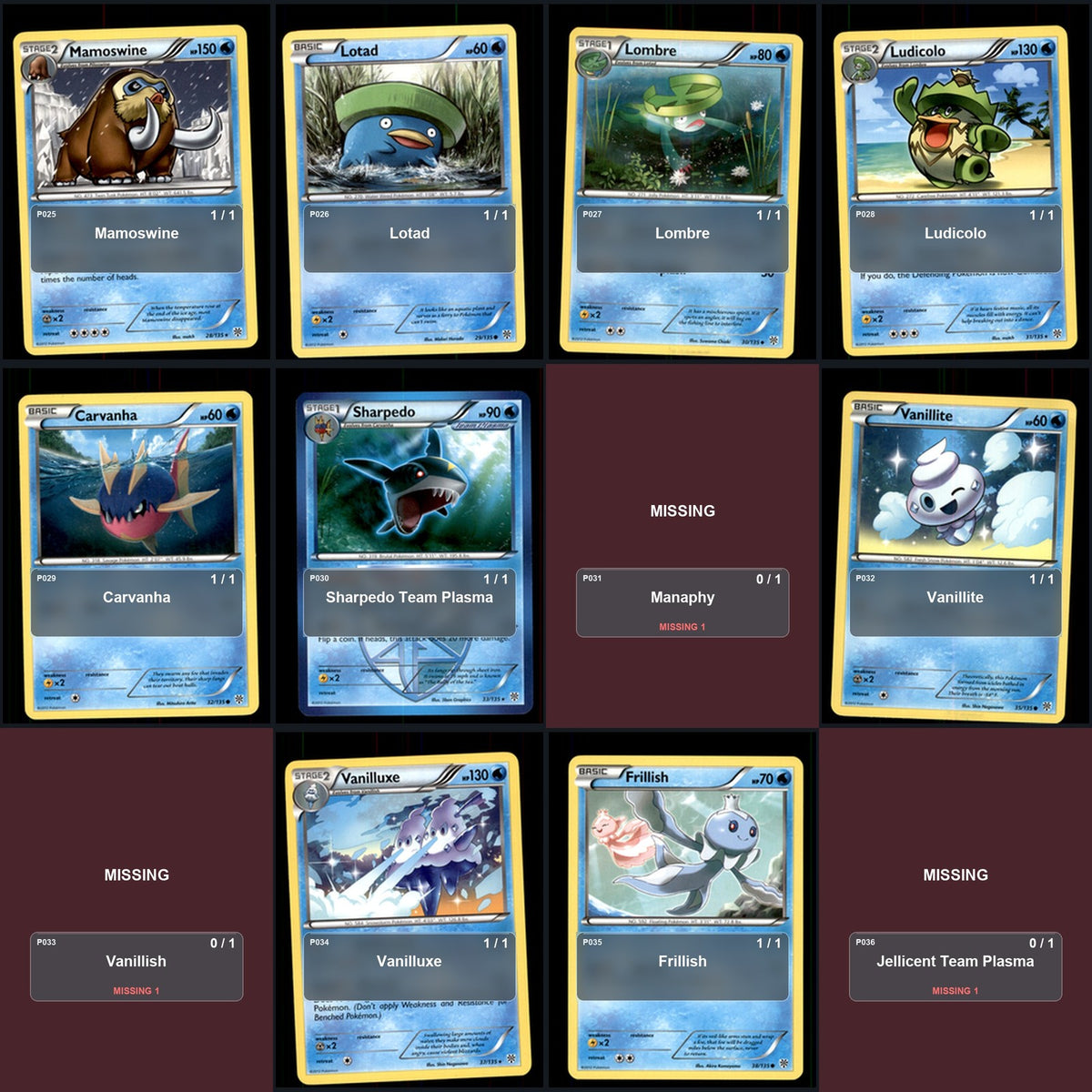 Pokemon TCG Plasma Storm C/UC/R Standard Set 90 Cards