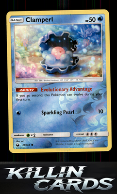 Reverse Holofoil Clamperl 41/168 Pokemon Common SM - Celestial Storm Card NM