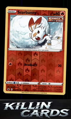 Reverse Holofoil Scorbunny 026/198 Pokemon Common SWSH06: Chilling Reign Card NM