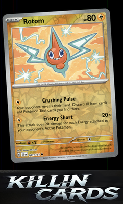 Reverse Holofoil Rotom 061/191 Pokemon Common SV08: Surging Sparks Card NM