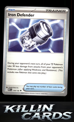 Iron Defender 118/132 Pokemon Uncommon ME01: Mega Evolution Card NM