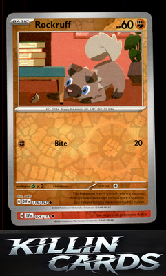 Reverse Holofoil Rockruff 116/197 Pokemon Common SV03: Obsidian Flames Card NM