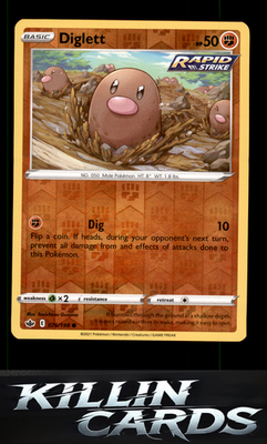 Reverse Holofoil Diglett 076/198 Pokemon Common SWSH06: Chilling Reign Card NM