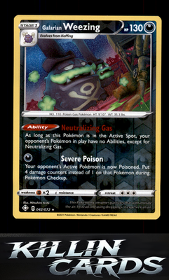 Reverse Holofoil Galarian Weezing 042/072 Pokemon Holo Rare Shining Fates Card N