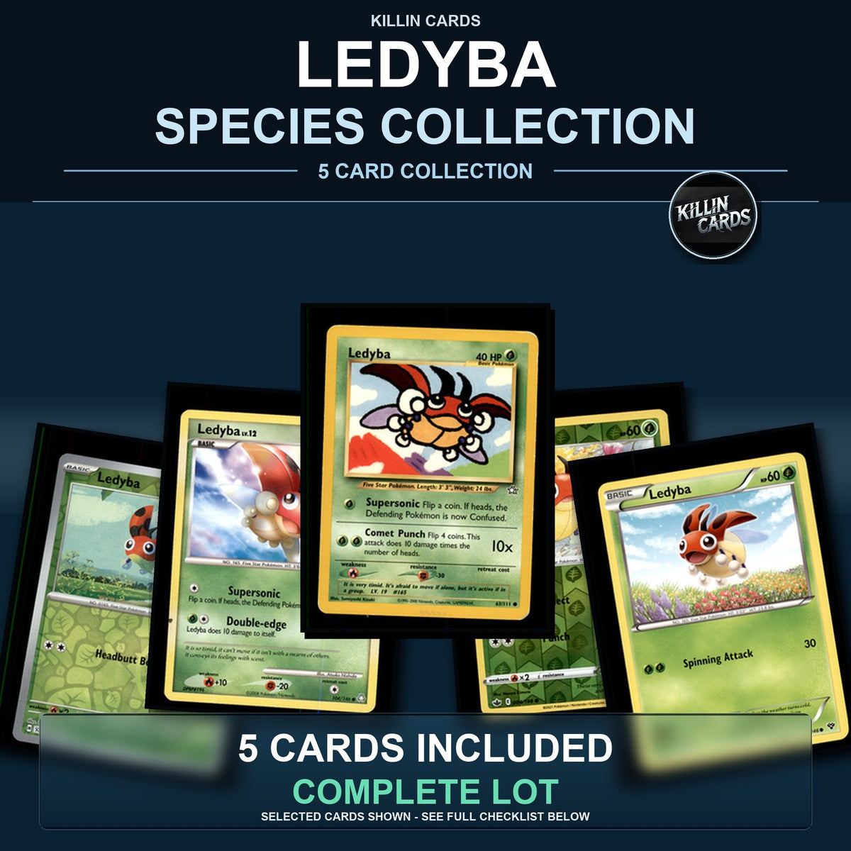 Pokemon TCG Ledyba Species Collection 5 Different Cards