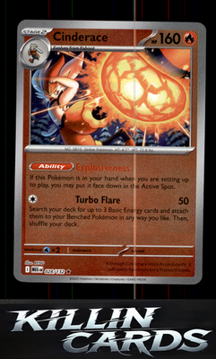 Reverse Holofoil Cinderace 028/132 Pokemon Rare ME01: Mega Evolution Card NM