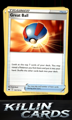 Great Ball 132/159 Pokemon Uncommon SWSH: Crown Zenith Card NM