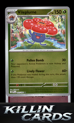 Reverse Holofoil Vileplume 003/094 Pokemon Rare ME02: Phantasmal Flames Card NM
