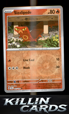 Reverse Holofoil Sizzlipede 027/191 Pokemon Common SV08: Surging Sparks Card NM