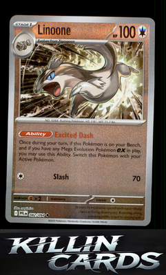 Reverse Holofoil Linoone 082/094 Pokemon Uncommon ME02: Phantasmal Flames Card N