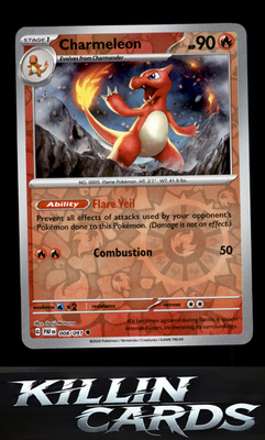 Reverse Holofoil Charmeleon - 008/091 008/091 Pokemon Uncommon SV: Paldean Fates