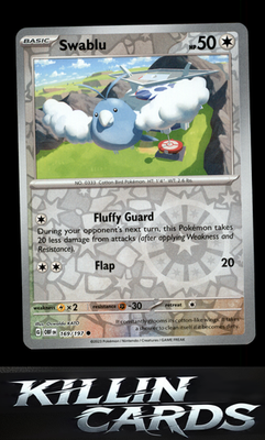 Reverse Holofoil Swablu 169/197 Pokemon Common SV03: Obsidian Flames Card NM